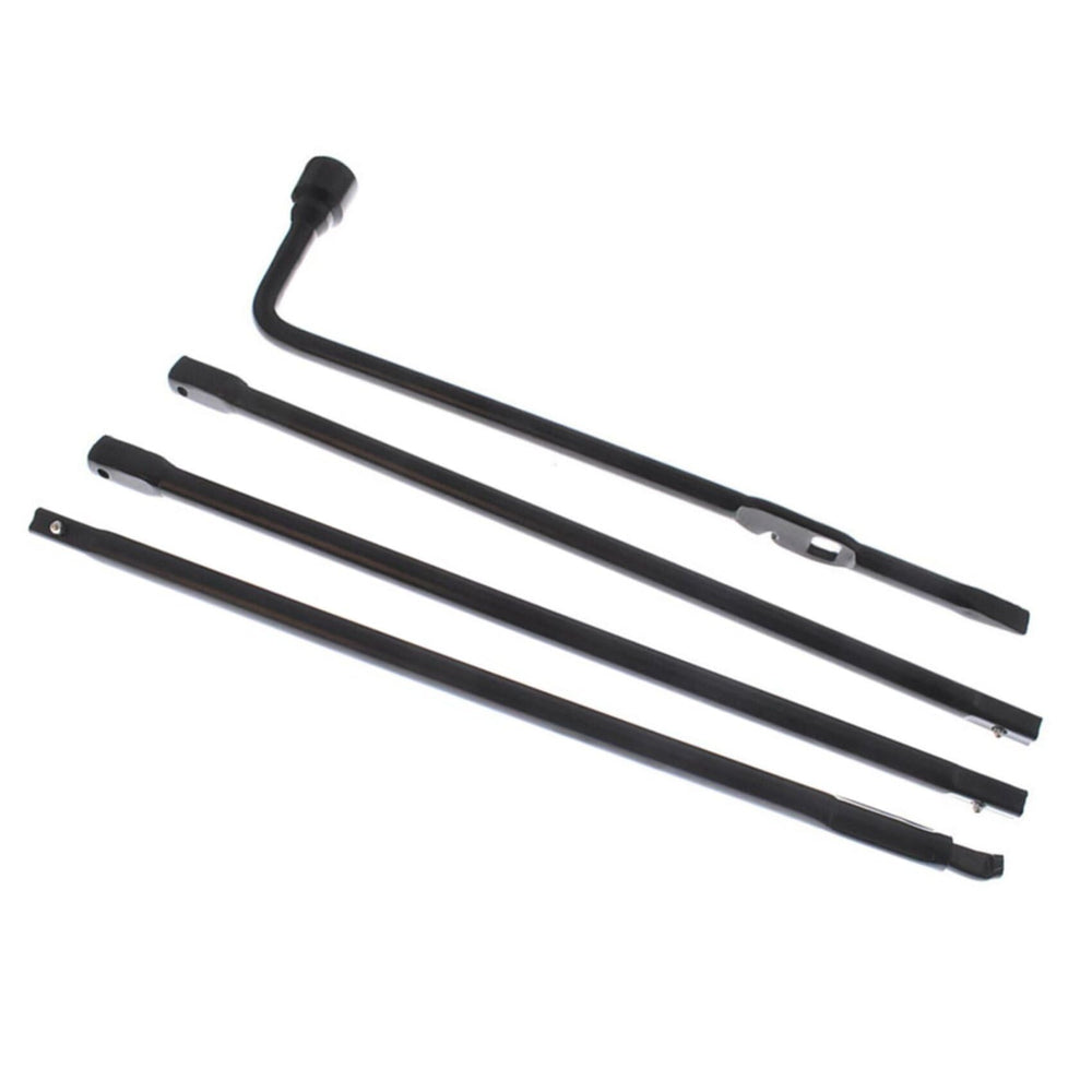 labwork front packaging of spare tire tool kit showing complete set and ease of replacement