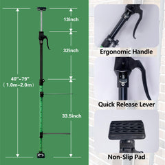 Lakfus close-up of telescoping locking mechanism highlighting stable 220 lb capacity