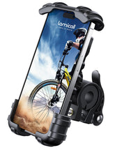 Lamicall front view with phone installed showing secure corner grip and easy access