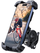 Lamicall front view on handlebar showing secure mount and easy access