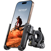 Lamicall front view mounted on motorcycle handlebar showing secure grip