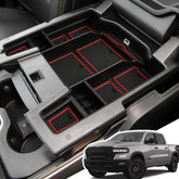 LANGBEAN front view of console organizer showing tidy compartments and quick access benefits