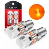 LASFIT front view of 1157 amber bulbs showing packaging and quick-fit benefit