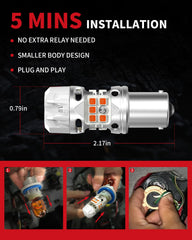 LASFIT bulb installed in front turn signal demonstrating clearer amber signaling benefits