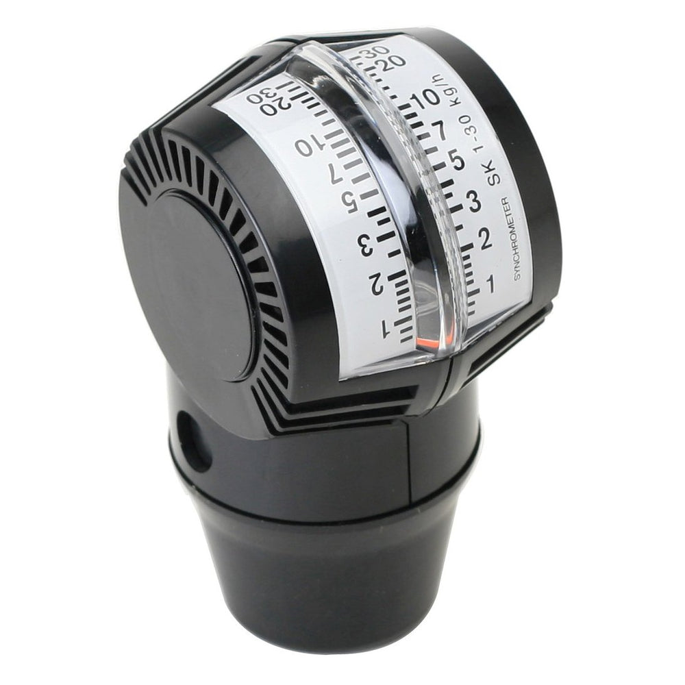 Latest Rage Deluxe Pro-Sync front view showing meter and fittings for fast, accurate carb synchronization