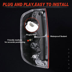 Lathsy view of rear housing and plug showing plug-and-play connector for quick install