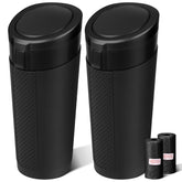 LCMWHOP front view of black mini car trash can showing compact design and tidy look