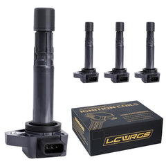 LCWRGS ignition coils front view showing four-pack, clear fit and quick replacement benefit