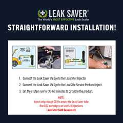 Leak Saver fluorescence on evaporator coil under UV, brand reveals hidden leaks fast