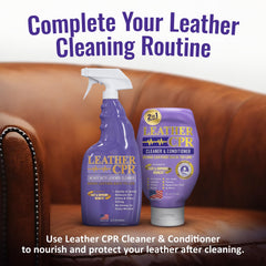Leather CPR cleaner foam close-up demonstrating deep dirt lift benefit