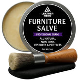 Leather Hero front packaging showing 5oz salve and included tools benefits quick restoration