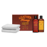 Leather Honey kit front packaging showing contents and benefits