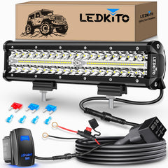 LEDKITO 12in front view showing compact durable bar and bright output