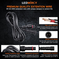 LEDMIRCY 22AWG stranded wire detail showing durability and flexibility benefit