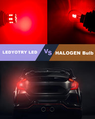 LEDYOTRY 3157 installed in vehicle tail housing demonstrating easy plug-and-play fit and improved visibility