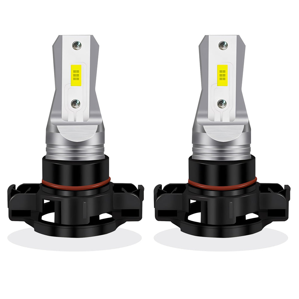 LEDYOTRY front view of bulb pair showing compact plug-and-play design and easy install benefit