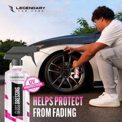 Legendary Car Care trim detail application highlighting streak-free shine