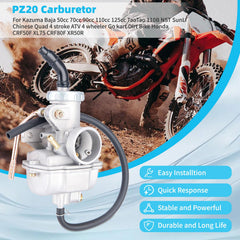 LEIMO KPARTS PZ20 side with throttle cable attached, ready for install