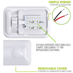 Leisure LED switch and wires visible for easy local control and hookup