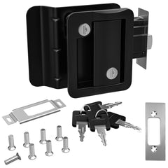 Leisure Locks front paddle view showing sleek polar black finish and secure latch