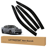LETINGFAR front packaging of Dodge Charger visors shows kit and fit benefit