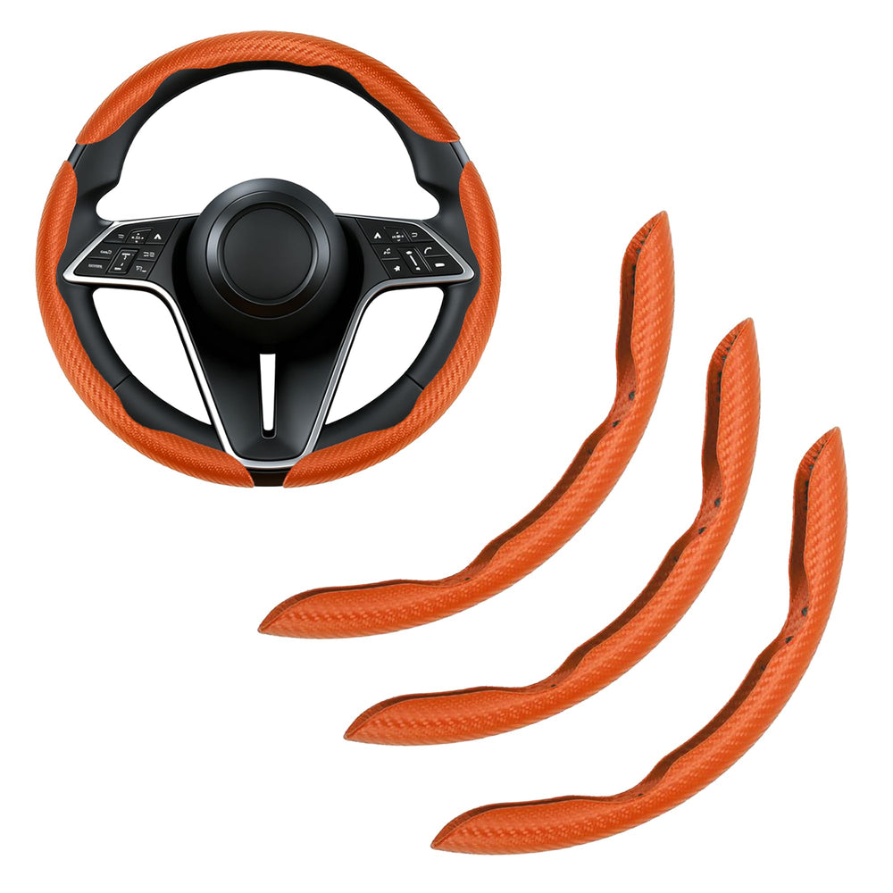 LevChall front view of three-piece cover showing sporty carbon fiber look and added style