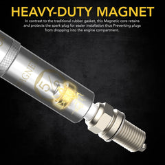 LEXIVON detail of magnetic core holding a spark plug securely to prevent drops