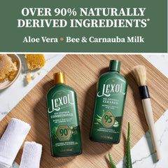 Lexol conditioner being poured to show bee and carnauba milk nourishing finish