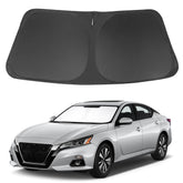 LHFLIVE front view of shade on a Nissan Altima showing perfect windshield fit and protection