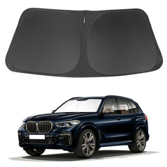 LHFLIVE sun shade front packaging showing exact BMW X5 fit and protection