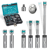 LIBRATON front view of socket set, clear size labels and organized case for quick selection