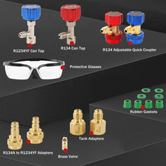 Lichamp self-sealing can tap valve with adapters for safe refrigerant access