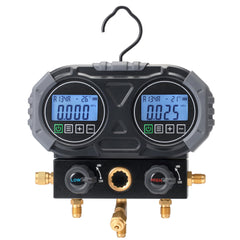 Lichamp digital manifold front view showing ports and compact body for quick service