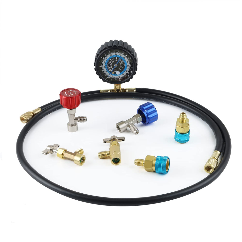 Lichamp front view gauge assembly showing clear dials and hose for fast readings