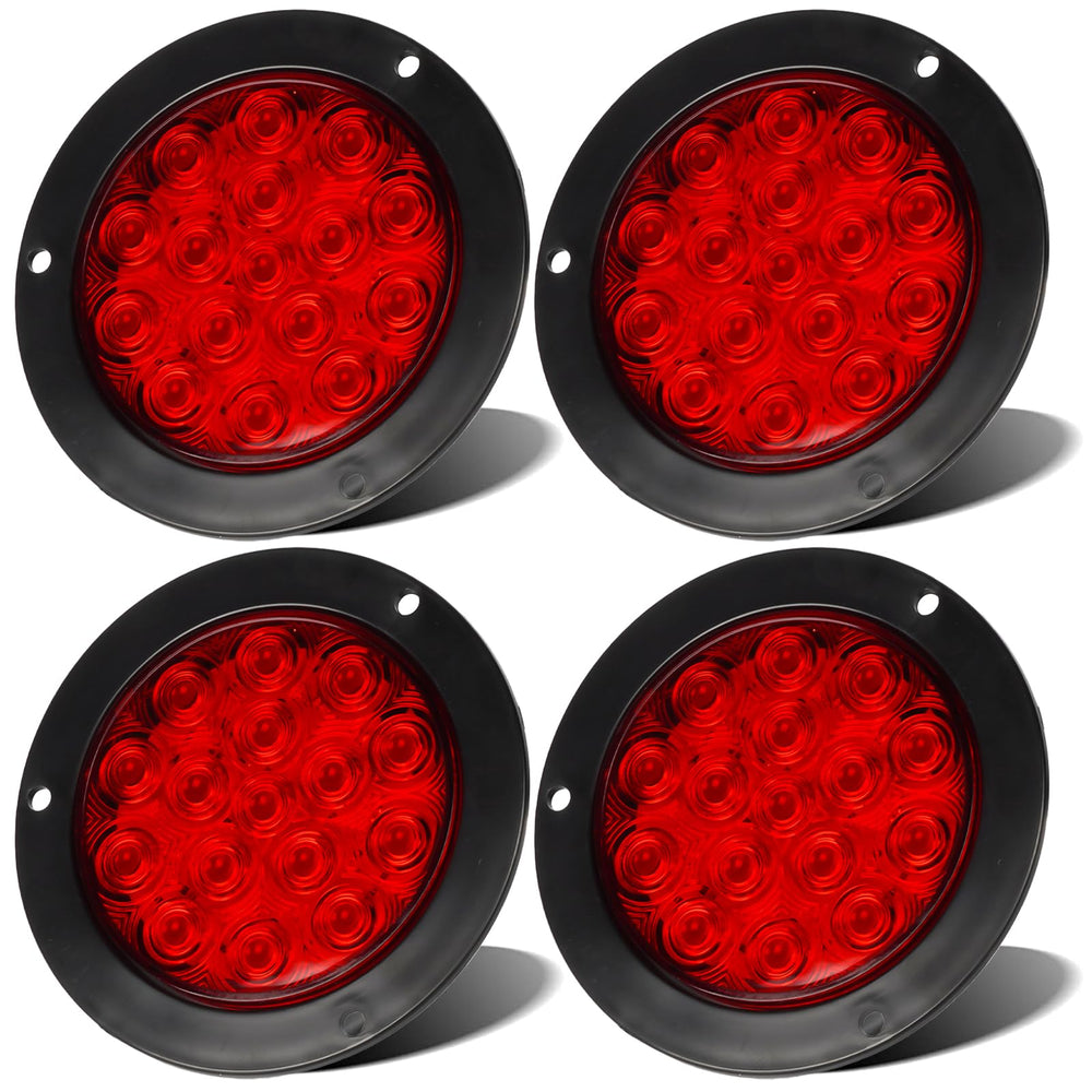 LIGBT front view round red LED tail light showing clear lens and bright benefit