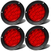 LIGBT front view round red LED tail light showing clear lens and bright benefit