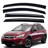 Lightronic front visors packaging showing fitment for CrossTrek and Impreza, quick install benefit