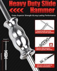 limontek closeup of chrome slide hammer shaft, smooth slide for controlled pulls