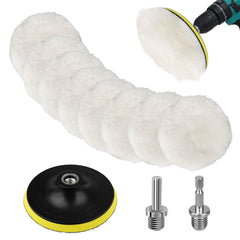 Linkstyle front view of full 11pcs wool pad kit showing contents and benefits