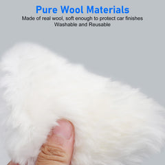 Linkstyle wool pad attached to drill buffing a car bumper for effective correction