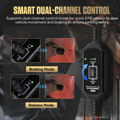 LINXINO close-up of rocker switch and labels enabling precise brake control