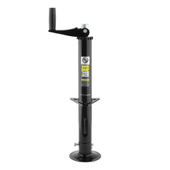Lippert Components jack front view showing compact A-frame mounting and quick hookup benefit
