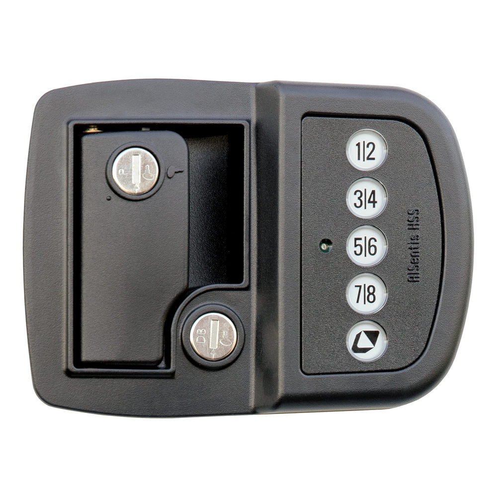 Lippert Components right-hand lock front view showing keypad and handle for secure access