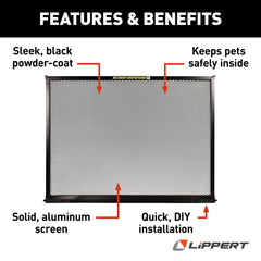 Lippert Screen Defender channel detail showing simple lock-in installation and hardware