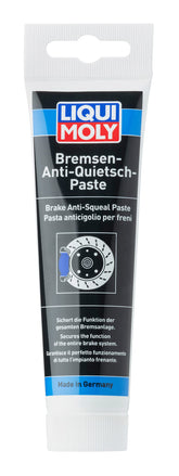 Liqui Moly front tube view showing labeling and 100g size, ideal for quiet brakes