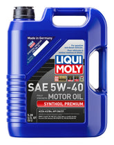 Liqui Moly 5W-40 front pack showing label and capacity benefit
