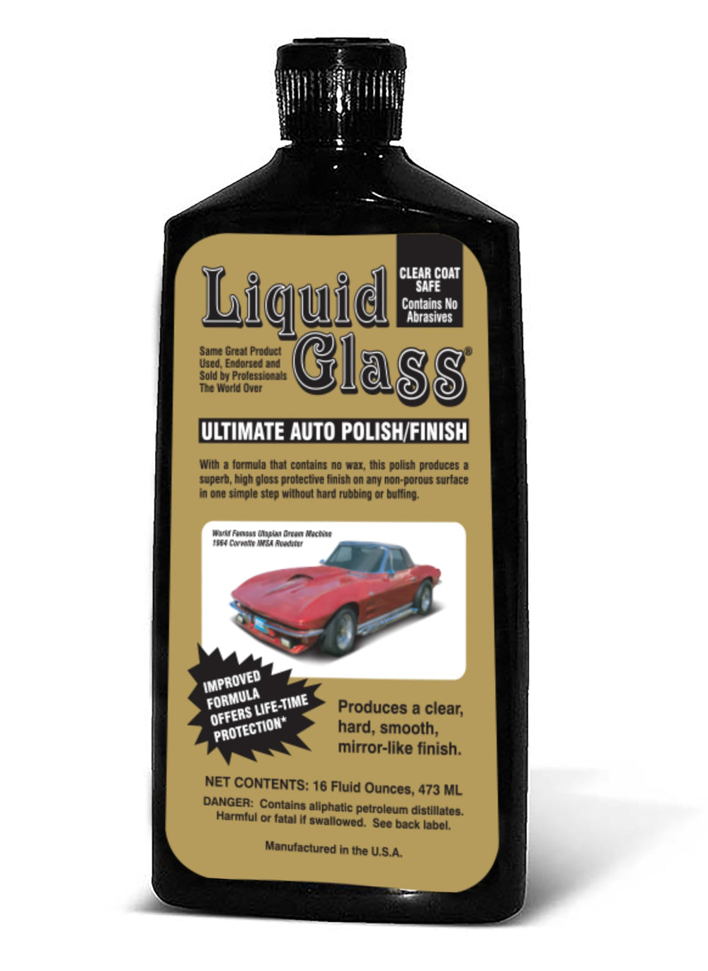 Liquid Glass front label bottle showing product benefit of professional finish