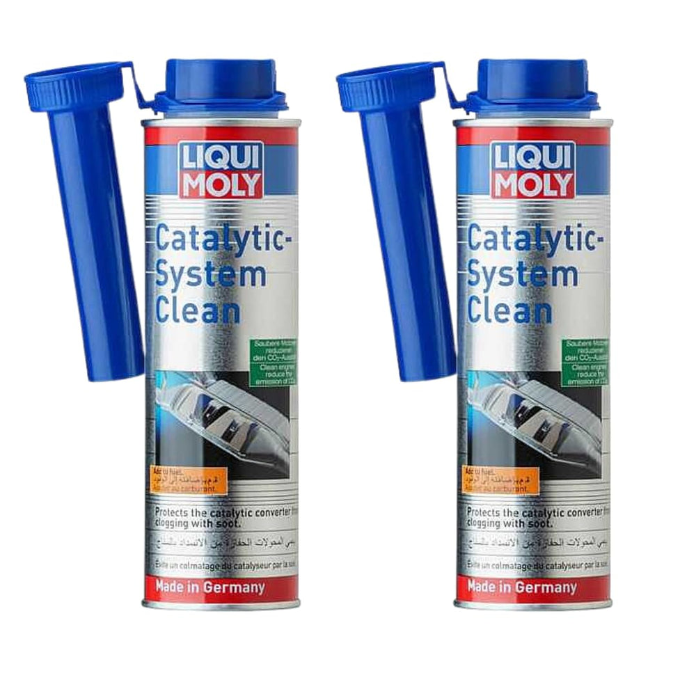 Liquii Moly catalytic-system cleaner front packaging showing bottle and label, protects engine components