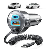 LISEN front view car charger showing sleek profile and fast charge benefit
