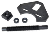 Lisle 40100 front view of assembled hub remover showing plate and screw, reduces removal time